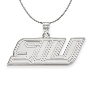 Sterling Silver Southern Illinois U. Small 'SIU' Necklace - 18 Inch